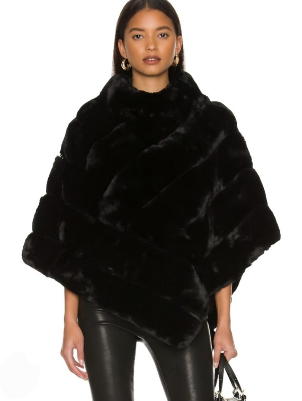 Juicy Couture Black Faux Fur Cape with Zip